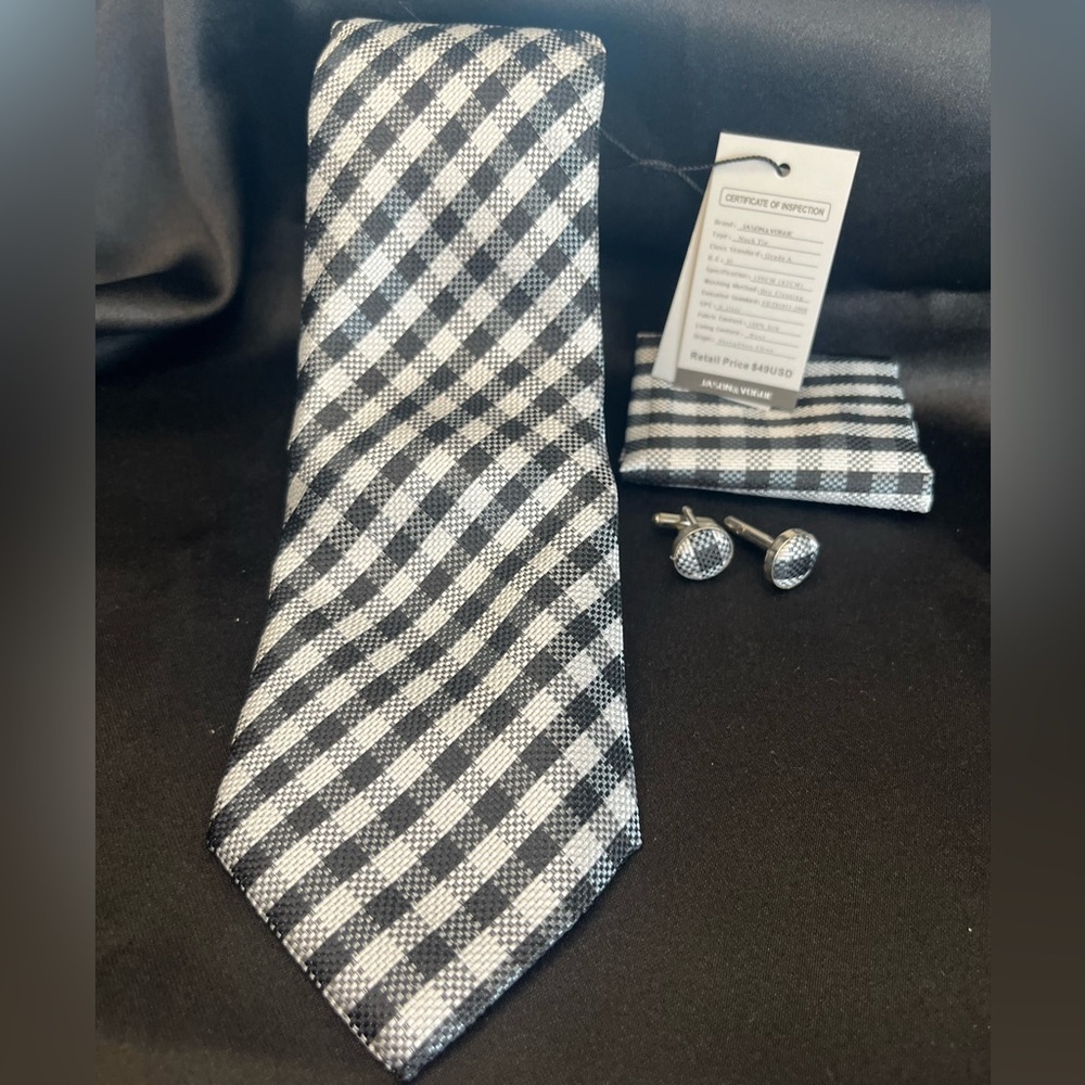 Checkered Black and White Tie Set -NWT- - Picture 2 of 3